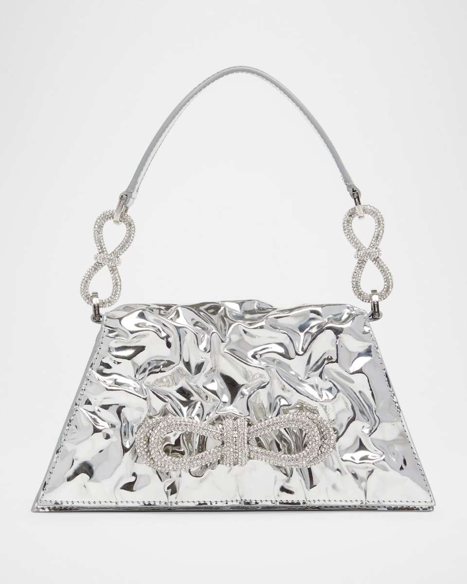 Samantha Bow Mirror Leather Top-Handle Bag